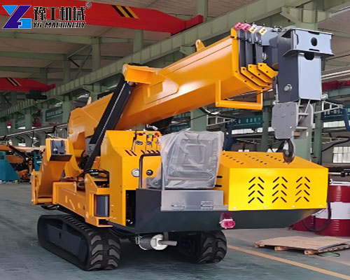 small tracked crane in factory
