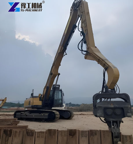application of excavator pile hammer