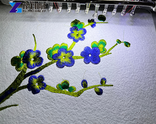 automatic computer embroidery machine producing three dimensional flower patterns