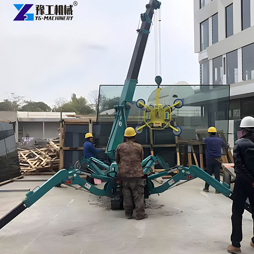 tracked spider crane equipped with glass suction cup