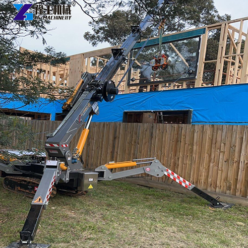 tracked spider crane lifting glass